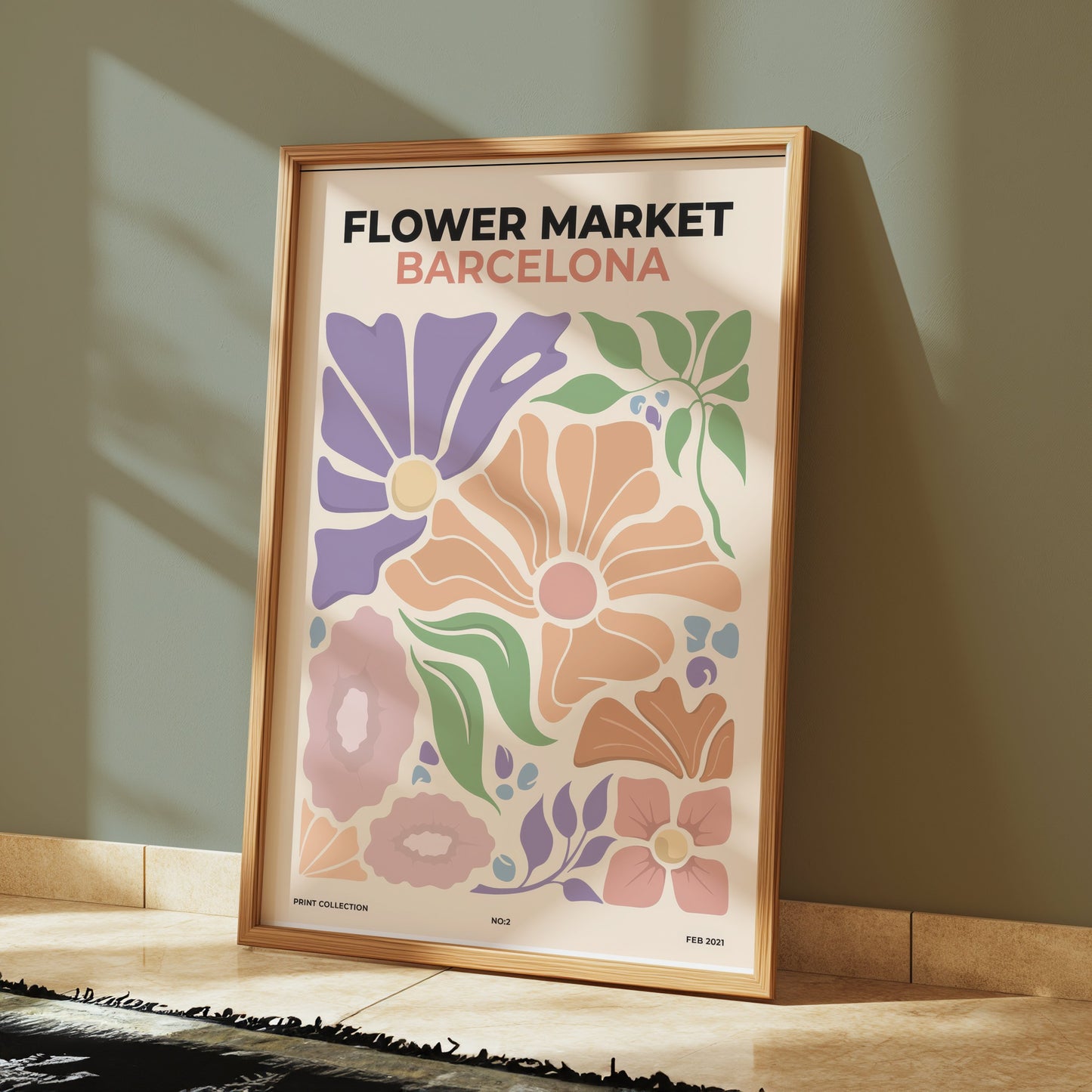 Premium Poster of Flower Market Barcelona Botanical Art Print Posters