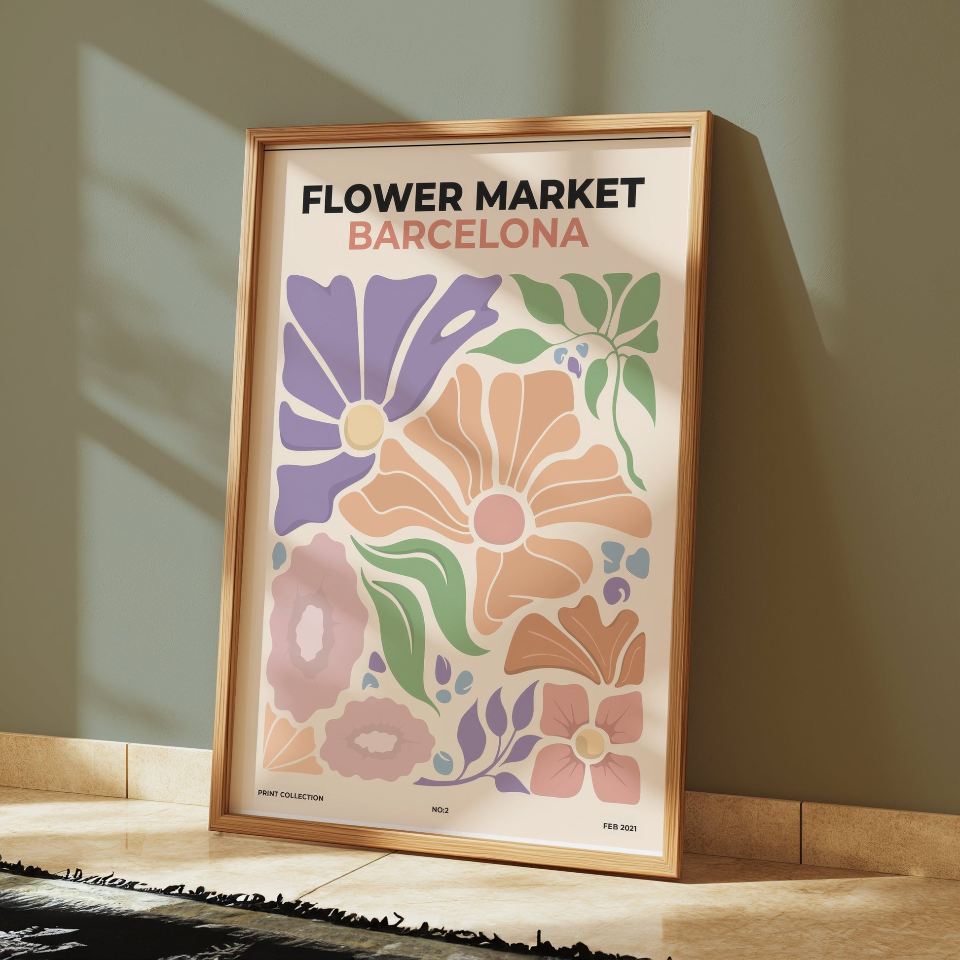 Premium Poster of Flower Market Barcelona Botanical Art Print Posters