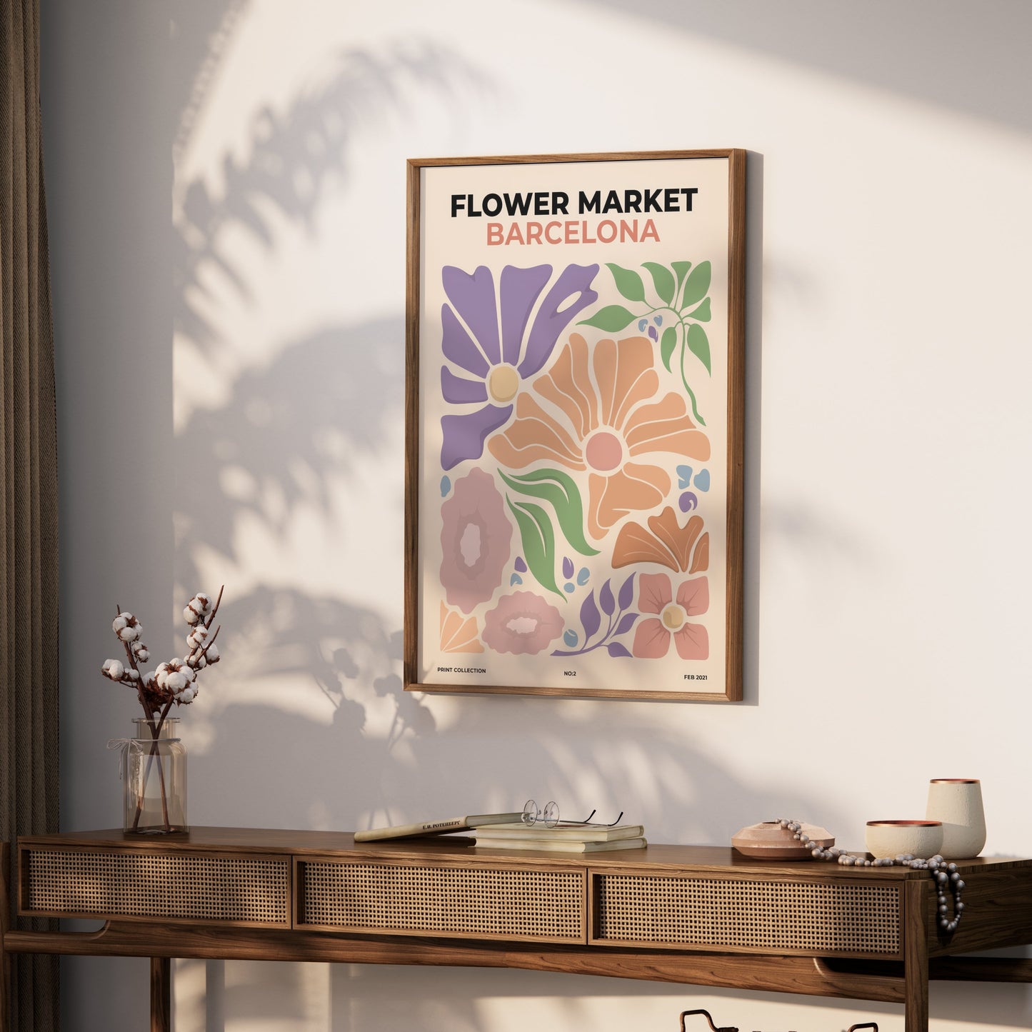 Premium Poster of Flower Market Barcelona Botanical Art Print Posters