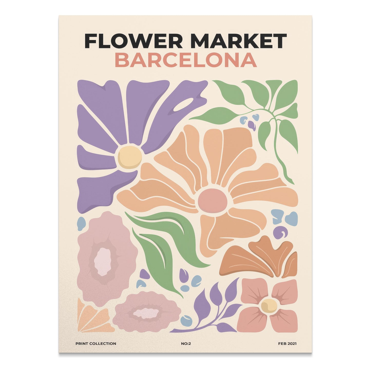 Premium Poster of Flower Market Barcelona Botanical Art Print Posters