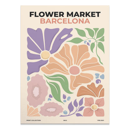 Premium Poster of Flower Market Barcelona Botanical Art Print Posters