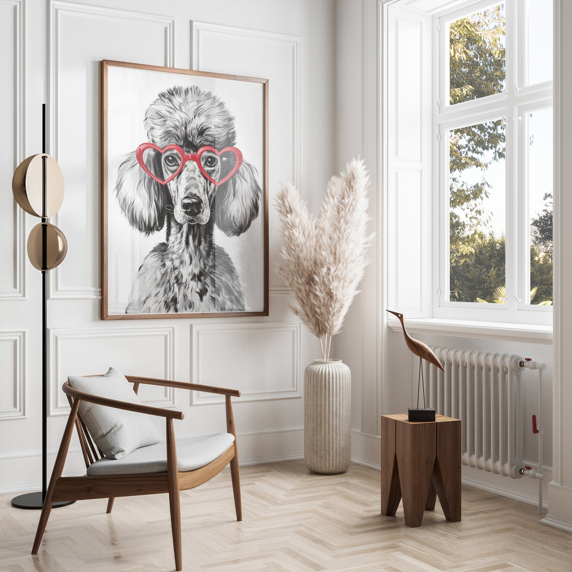 Premium Poster of French Poodle with Red Heart Glasses Posters