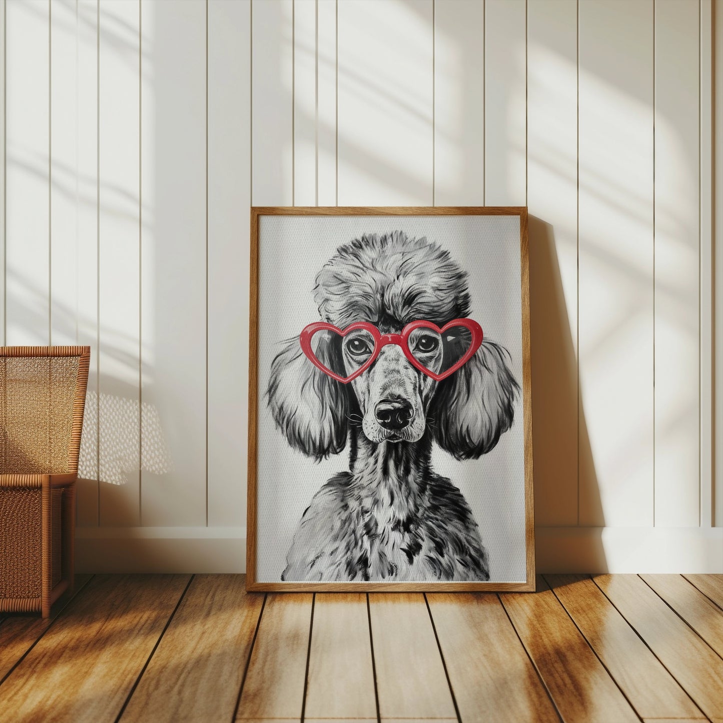Premium Poster of French Poodle with Red Heart Glasses Posters
