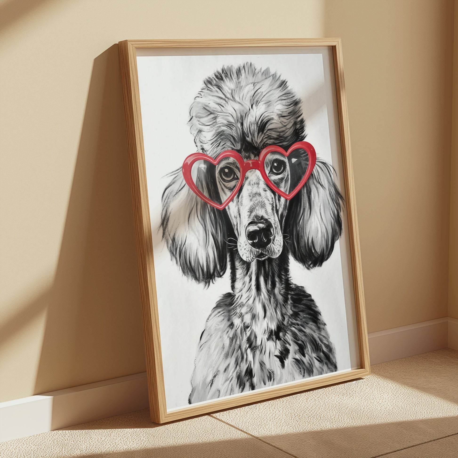 Premium Poster of French Poodle with Red Heart Glasses Posters