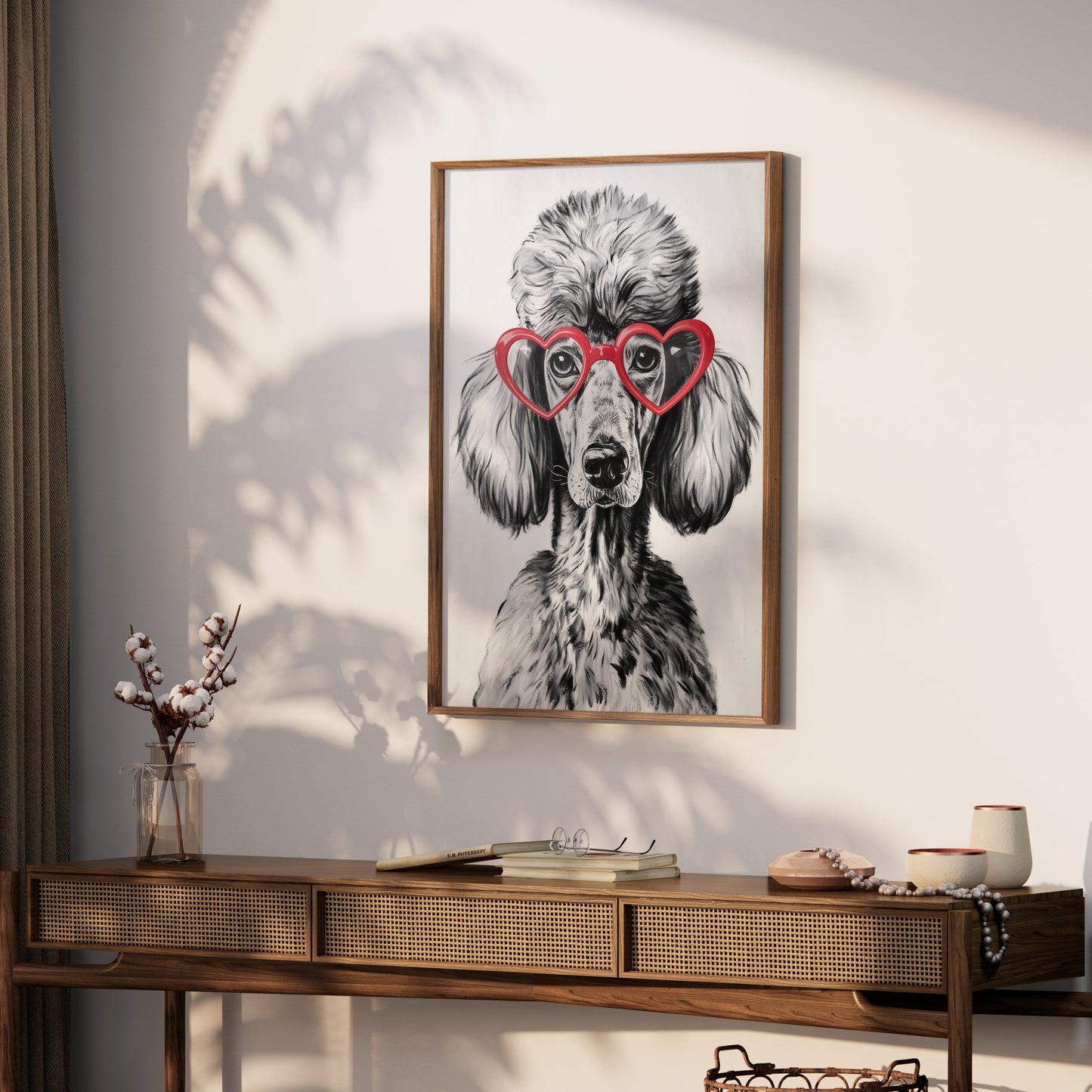 Premium Poster of French Poodle with Red Heart Glasses Posters