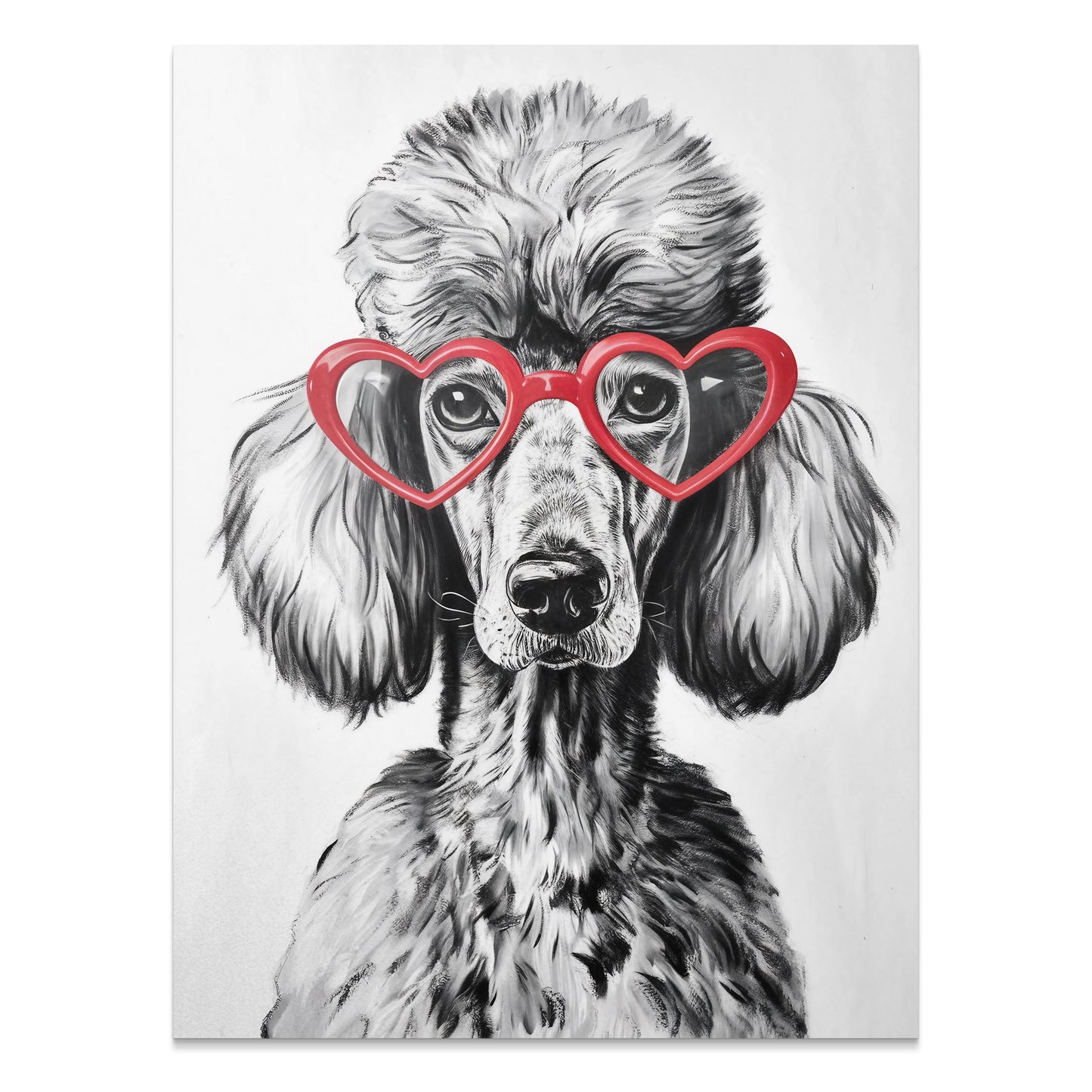 Premium Poster of French Poodle with Red Heart Glasses Posters