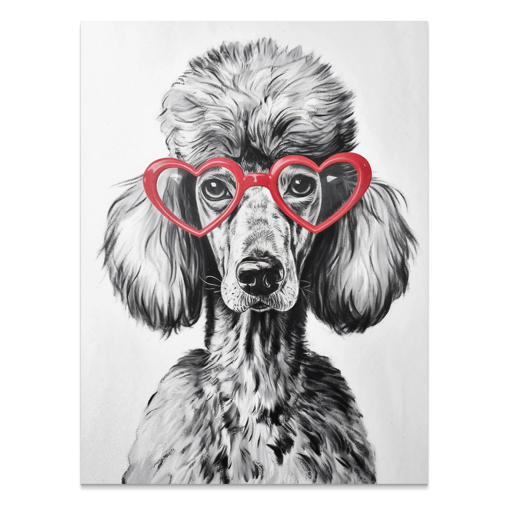 Premium Poster of French Poodle with Red Heart Glasses Posters