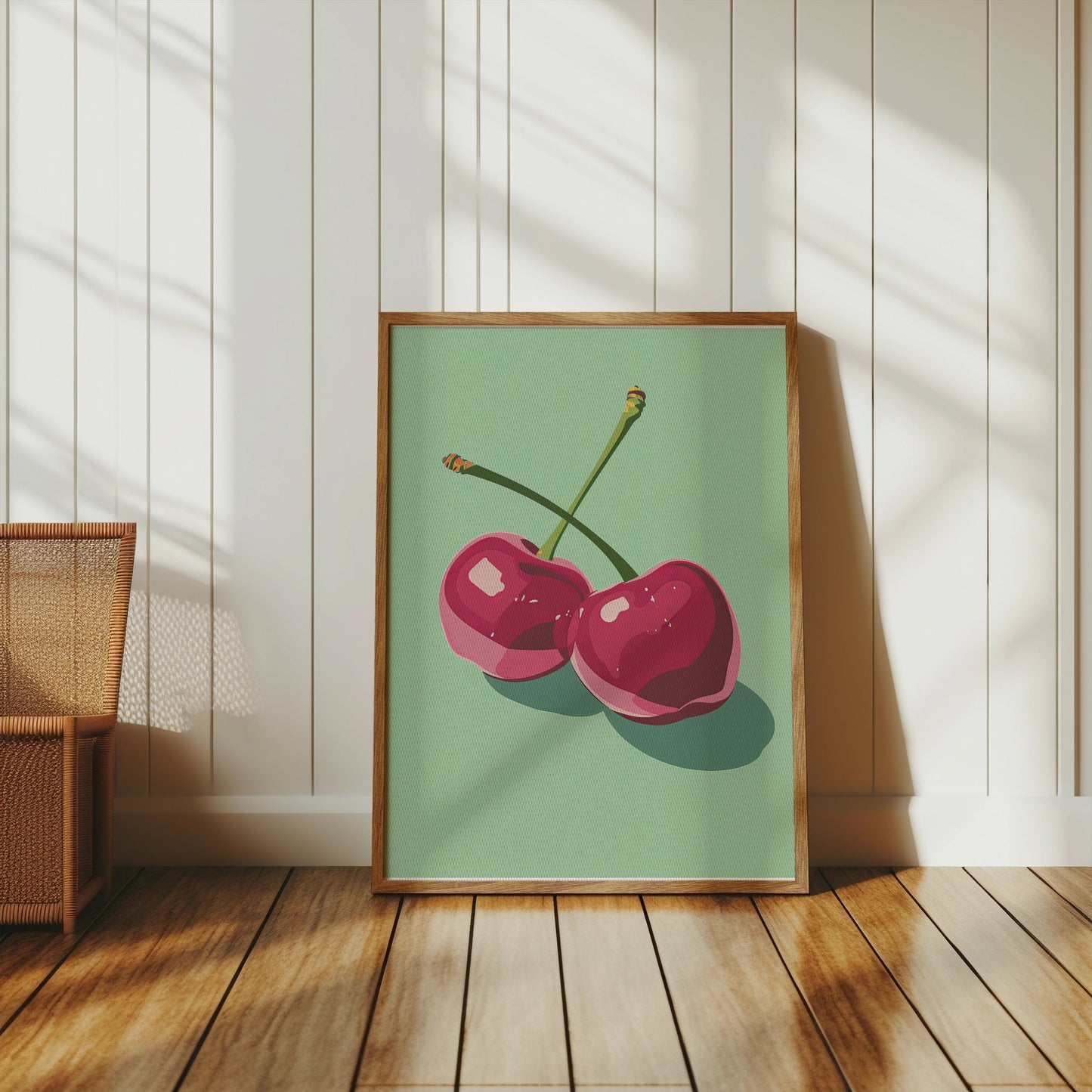 Premium Poster of Fresh Vibrant Red Cherries Art Print Posters