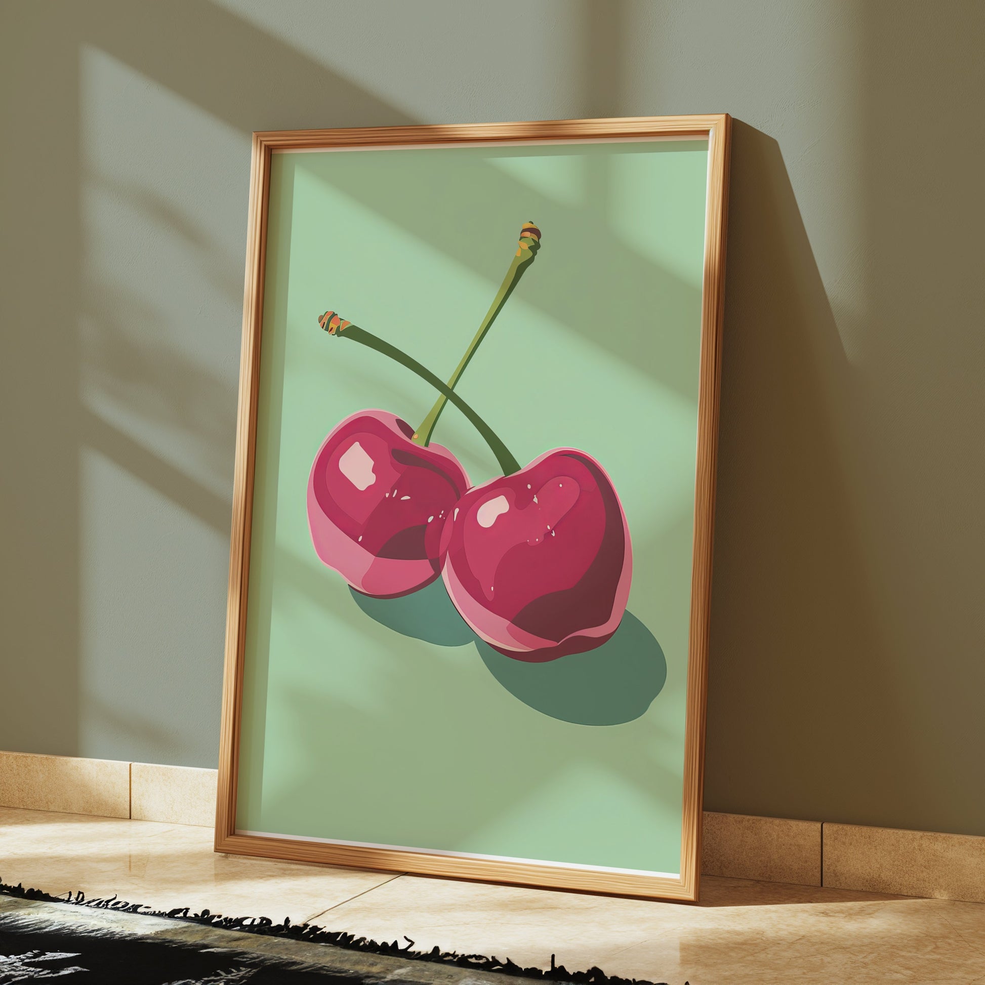 Premium Poster of Fresh Vibrant Red Cherries Art Print Posters