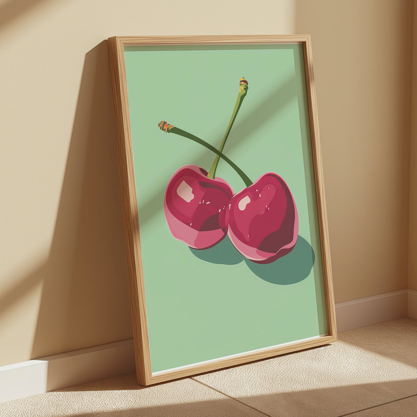 Premium Poster of Fresh Vibrant Red Cherries Art Print Posters
