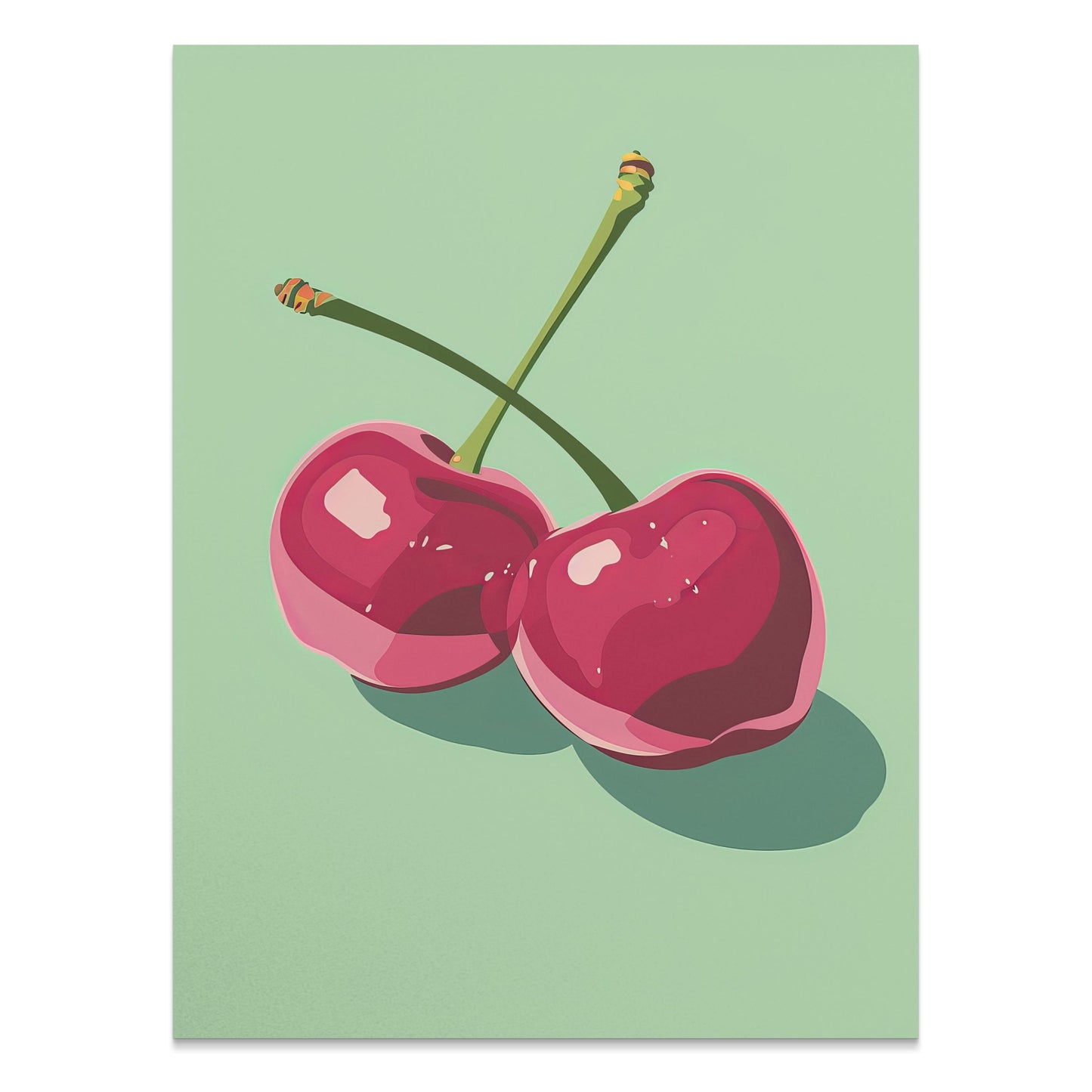 Premium Poster of Fresh Vibrant Red Cherries Art Print Posters