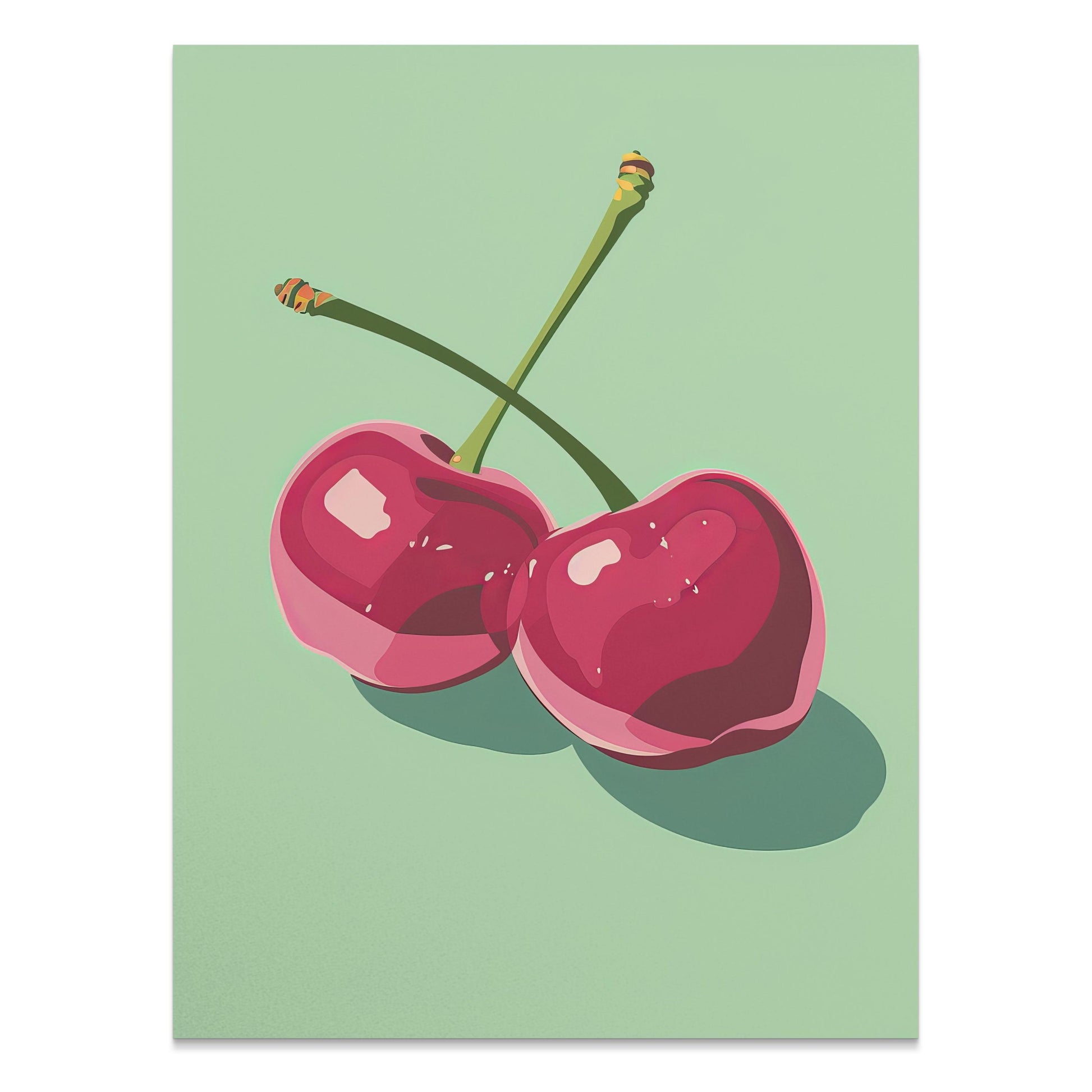 Premium Poster of Fresh Vibrant Red Cherries Art Print Posters