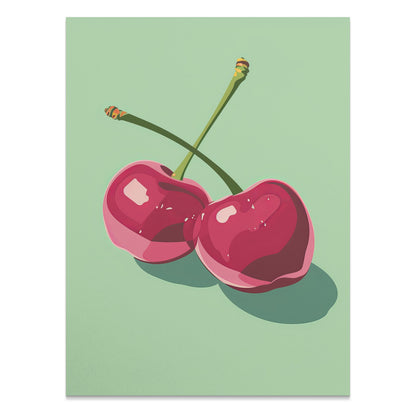 Premium Poster of Fresh Vibrant Red Cherries Art Print Posters