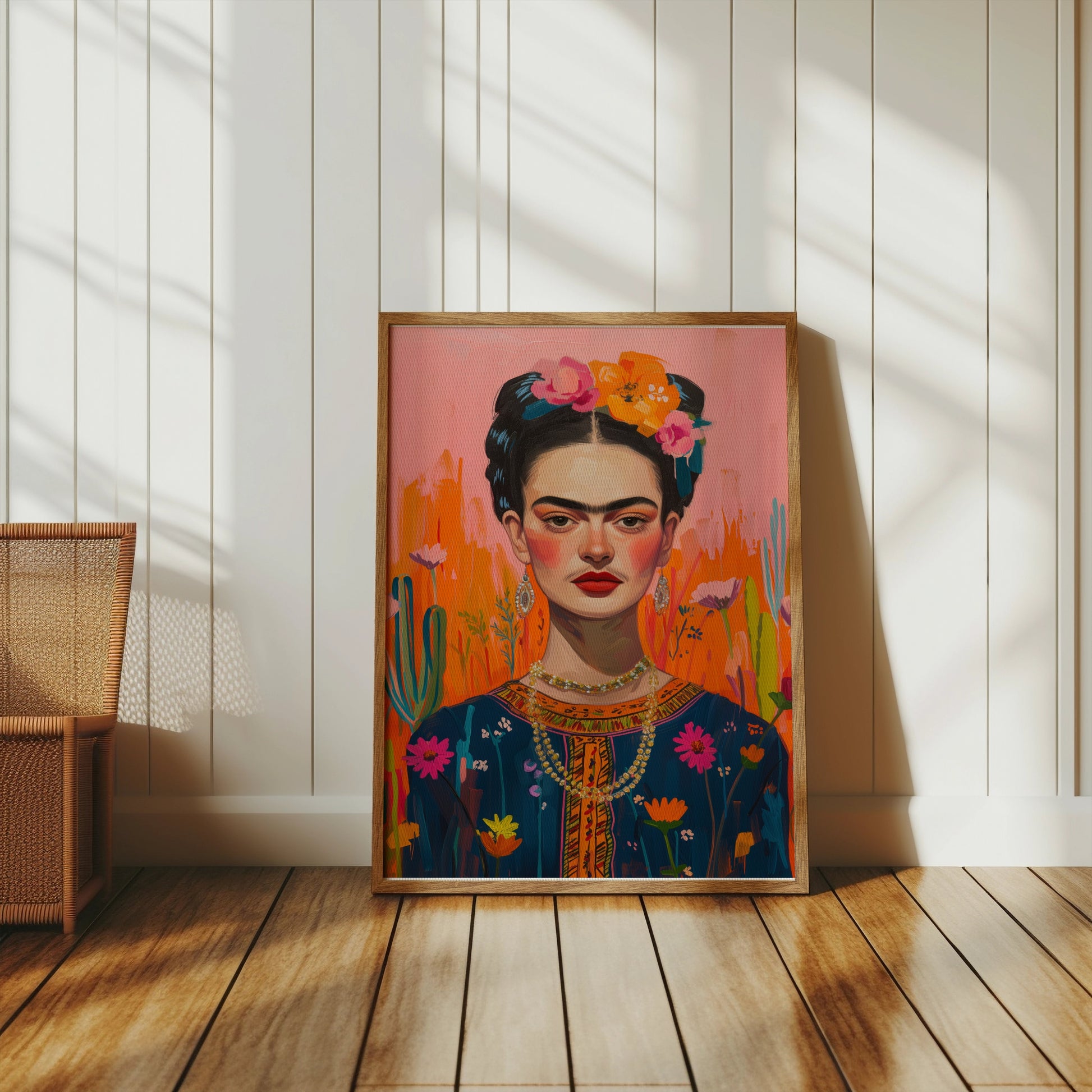 Premium Poster of Frida Kahlo Inspired Floral Portrait Art Posters