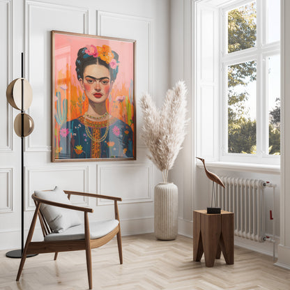 Premium Poster of Frida Kahlo Inspired Floral Portrait Art Posters