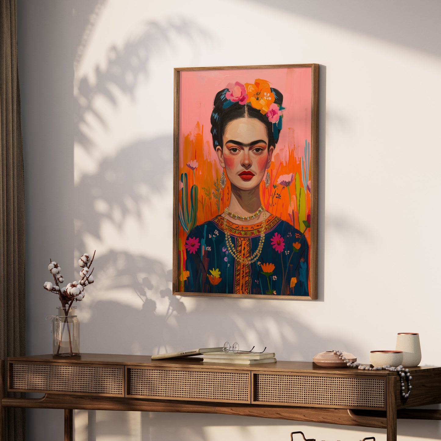Premium Poster of Frida Kahlo Inspired Floral Portrait Art Posters