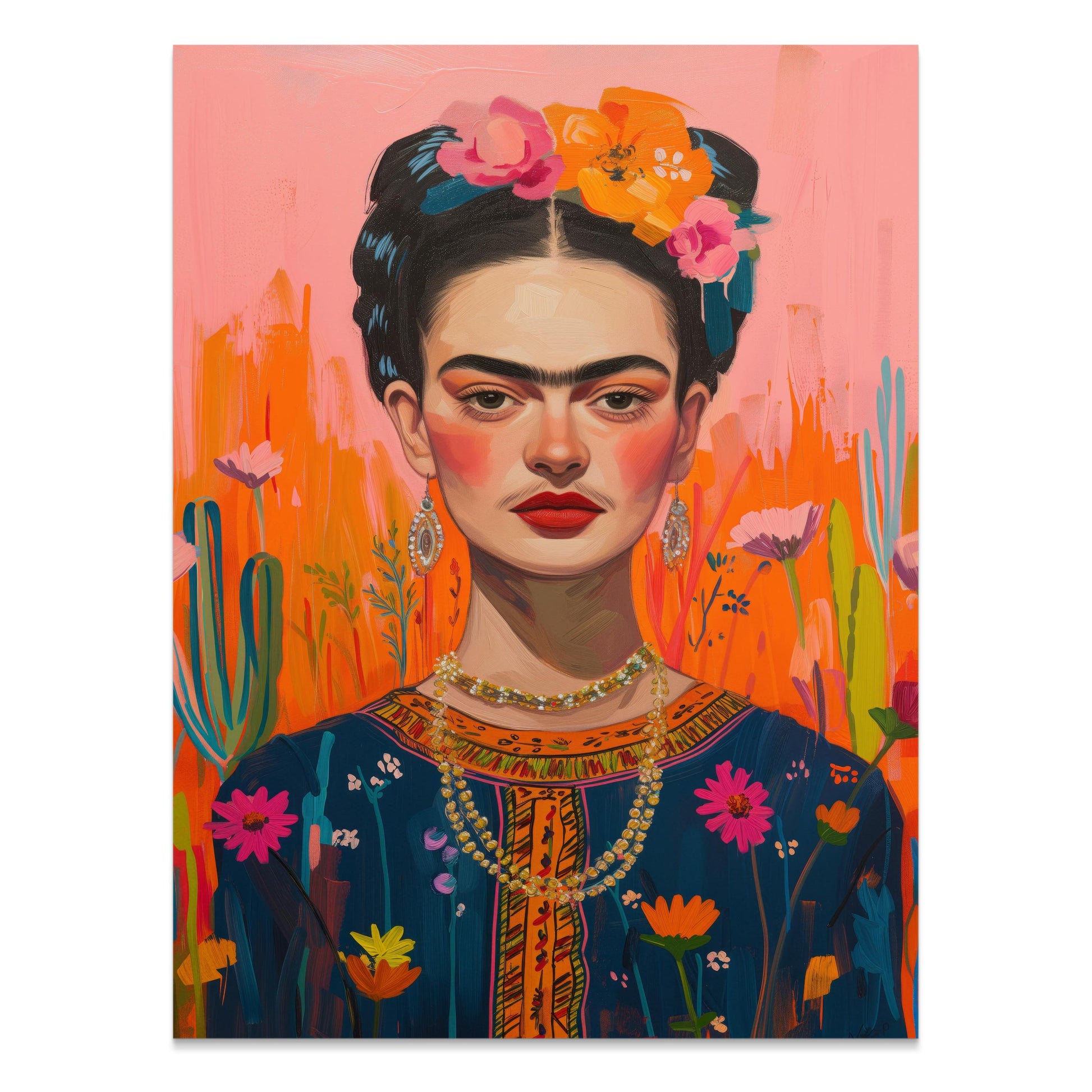 Premium Poster of Frida Kahlo Inspired Floral Portrait Art Posters