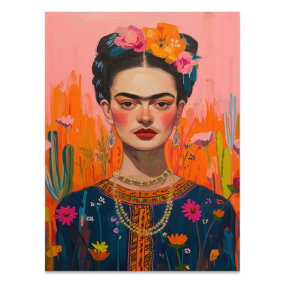 Premium Poster of Frida Kahlo Inspired Floral Portrait Art Posters