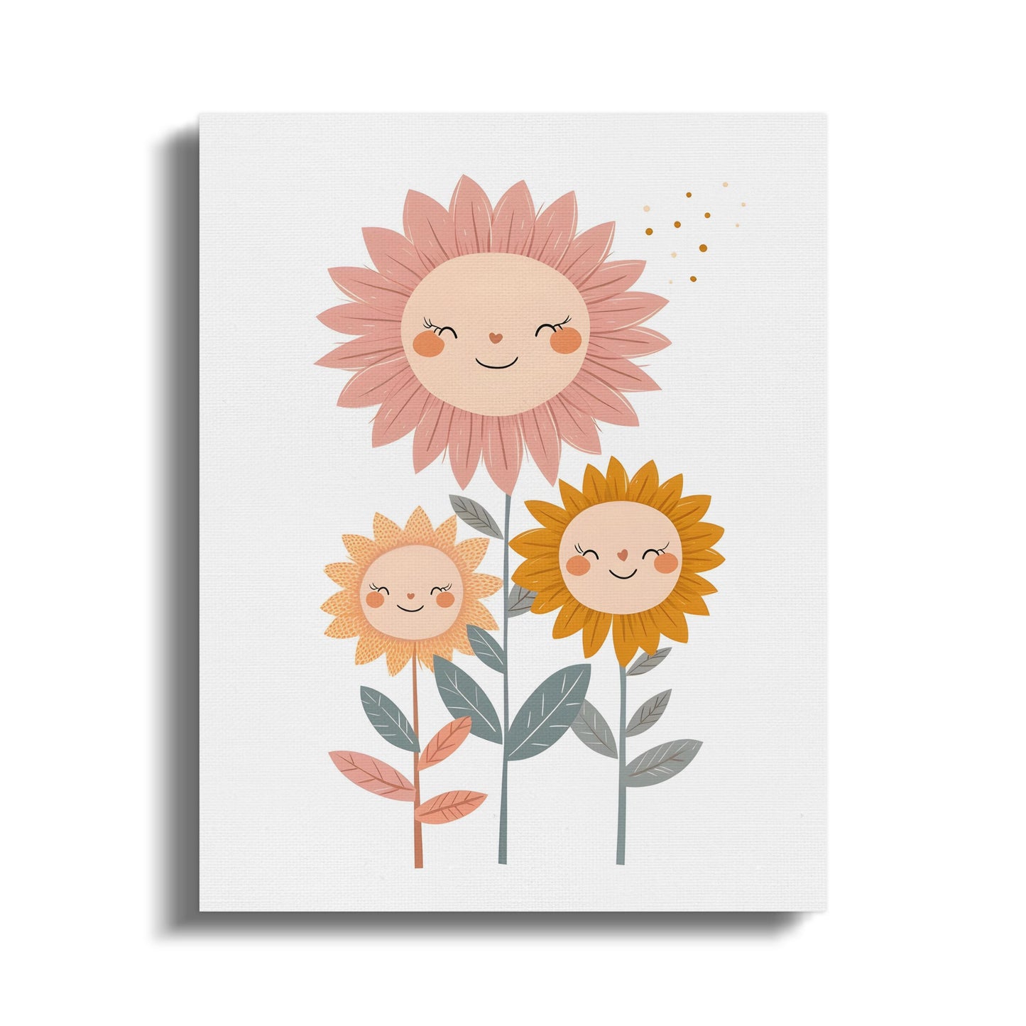 Premium Poster of Friendly Smiling Flowers Nursery Wall Art Canvas Wraps