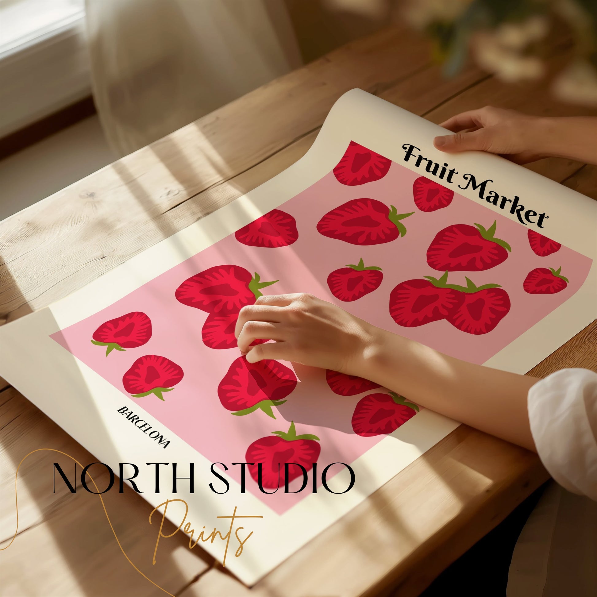 Premium Poster of Fruit Market Barcelona Strawberry Art Prints Posters