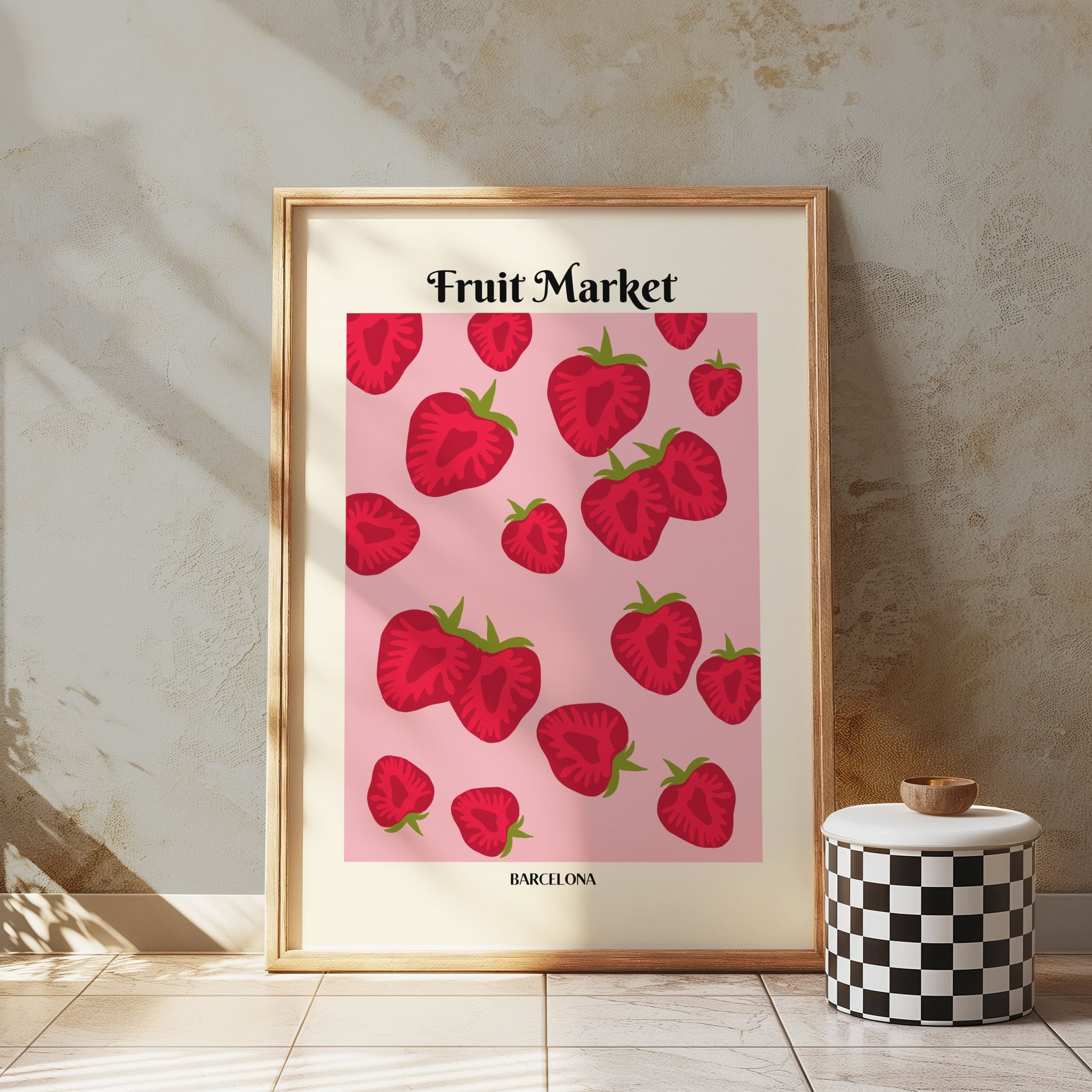 Premium Poster of Fruit Market Barcelona Strawberry Art Prints Posters