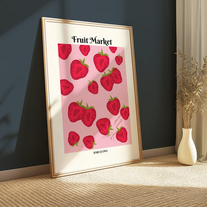 Premium Poster of Fruit Market Barcelona Strawberry Art Prints Posters