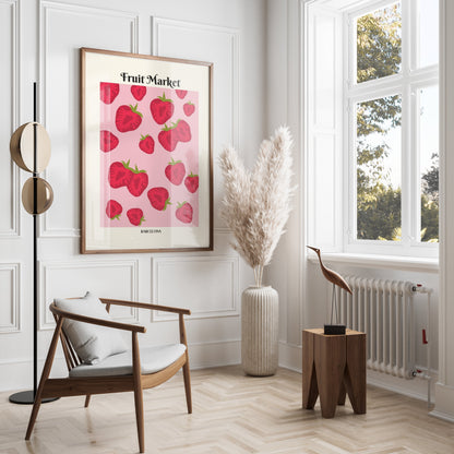 Premium Poster of Fruit Market Barcelona Strawberry Art Prints Posters
