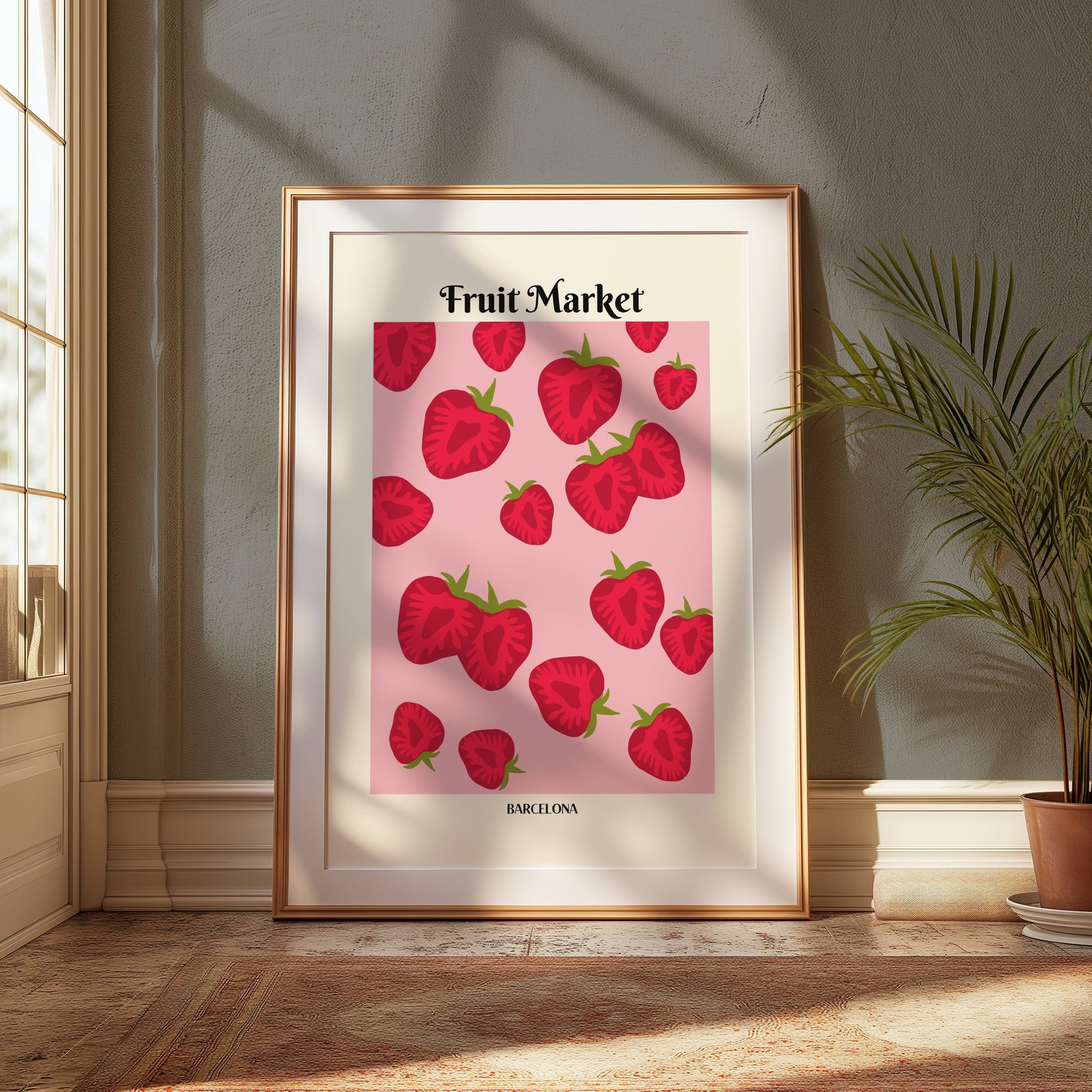 Premium Poster of Fruit Market Barcelona Strawberry Art Prints Posters