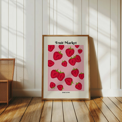 Premium Poster of Fruit Market Barcelona Strawberry Art Prints Posters