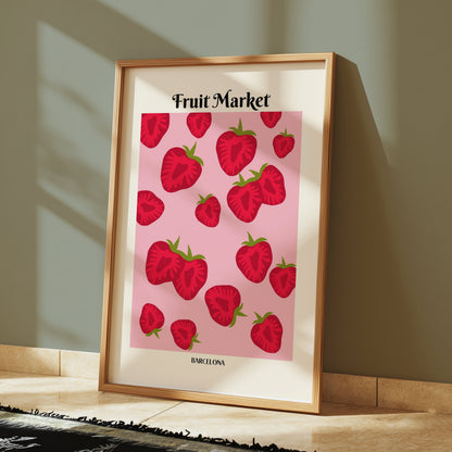 Premium Poster of Fruit Market Barcelona Strawberry Art Prints Posters