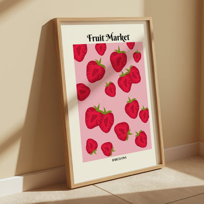 Premium Poster of Fruit Market Barcelona Strawberry Art Prints Posters