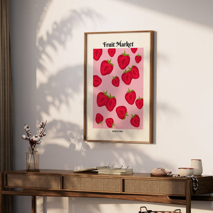 Premium Poster of Fruit Market Barcelona Strawberry Art Prints Posters