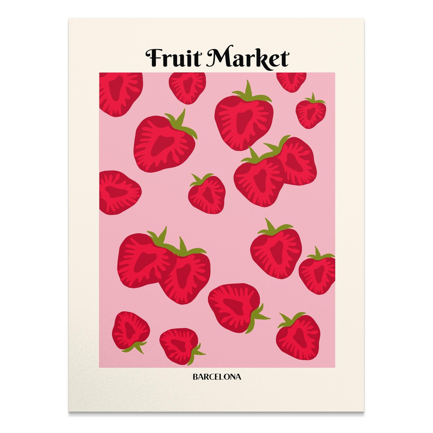 Premium Poster of Fruit Market Barcelona Strawberry Art Prints Posters