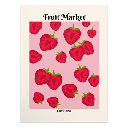 Premium Poster of Fruit Market Barcelona Strawberry Art Prints Posters
