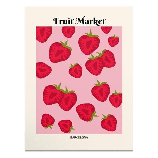 Premium Poster of Fruit Market Barcelona Strawberry Art Prints Posters