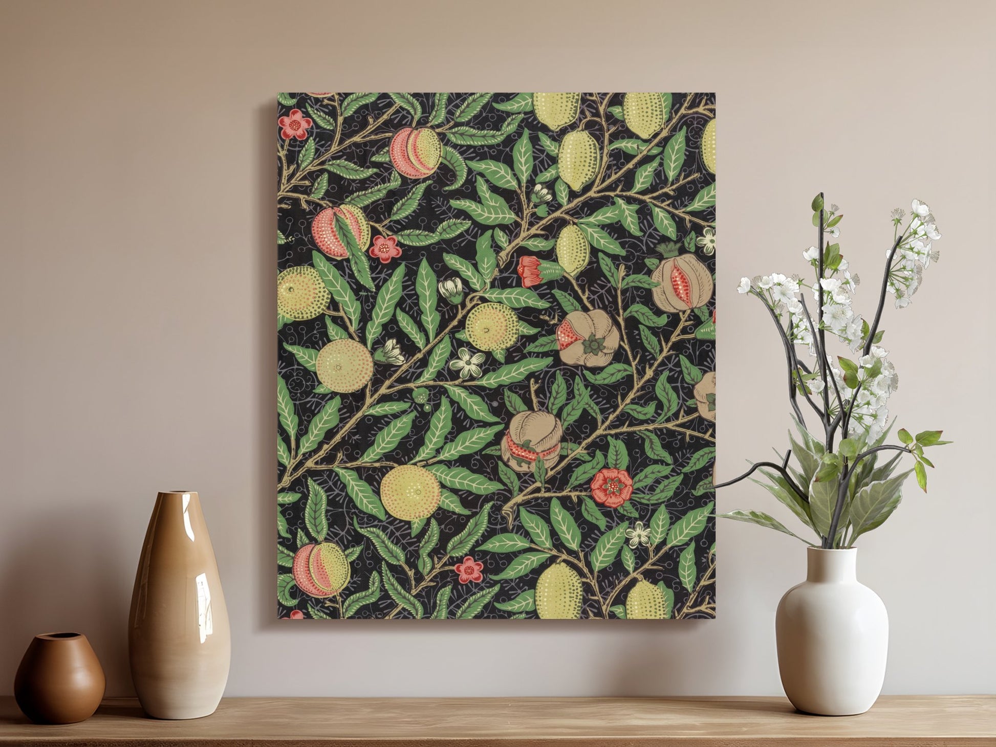 Premium Poster of Fruit and Floral William Morris Art on Canvas Wraps