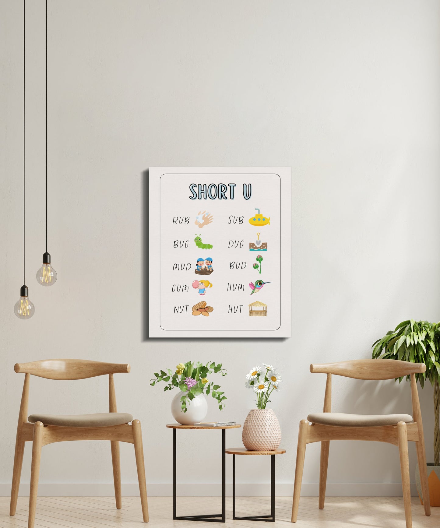 Premium Poster of Fun Educational Nursery Wall Art Short U Canvas Wraps