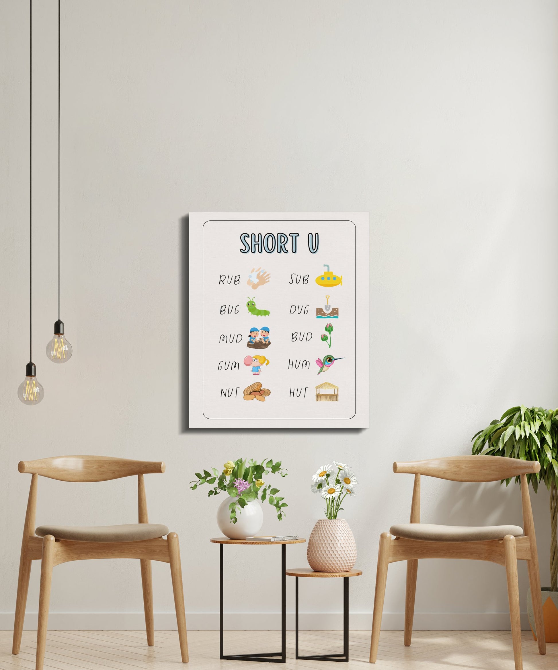 Premium Poster of Fun Educational Nursery Wall Art Short U Canvas Wraps