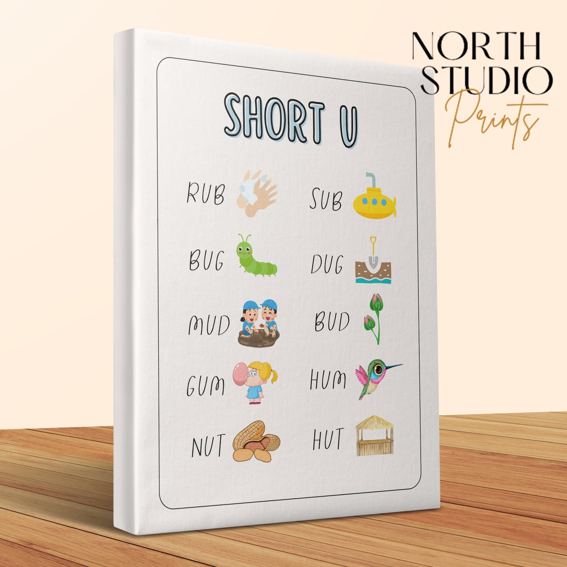 Premium Poster of Fun Educational Nursery Wall Art Short U Canvas Wraps