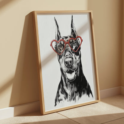 Premium Poster of Fun Loving Dog With Heart Shaped Glasses Posters