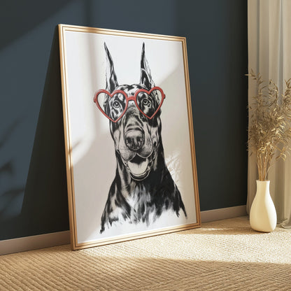 Premium Poster of Fun Loving Dog With Heart Shaped Glasses Posters