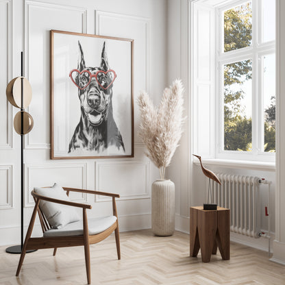 Premium Poster of Fun Loving Dog With Heart Shaped Glasses Posters