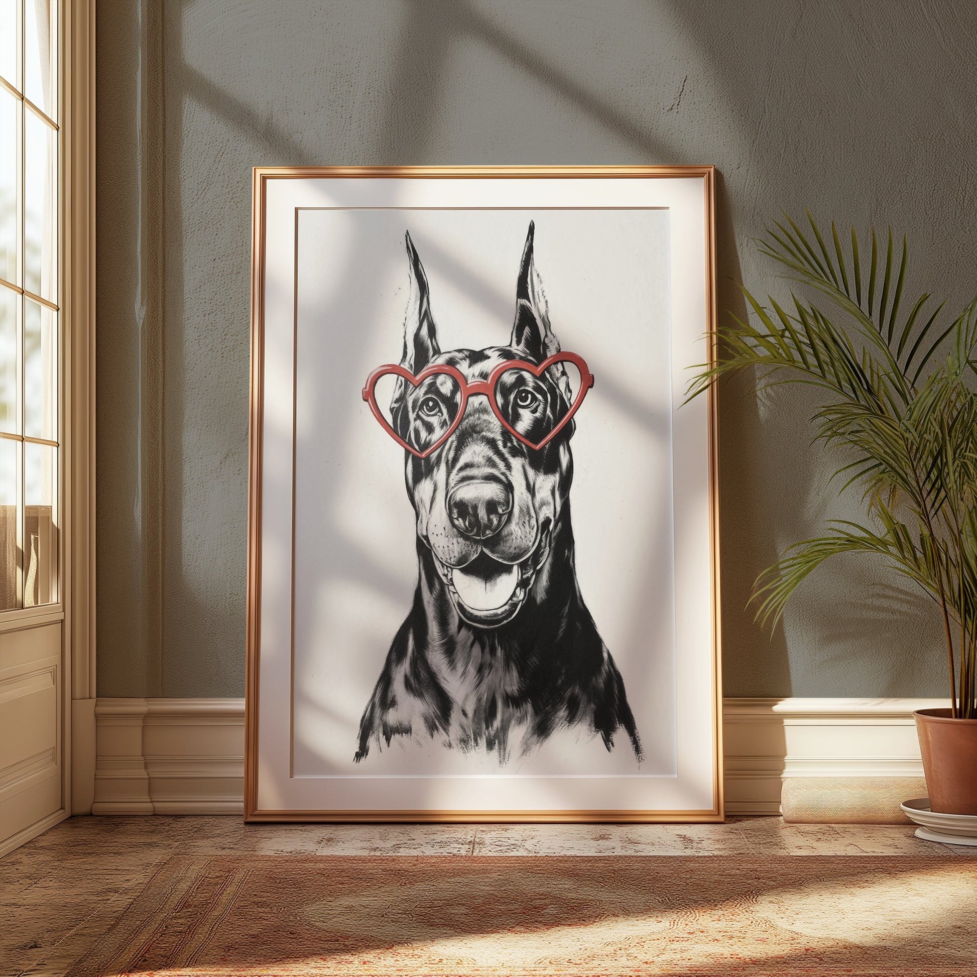 Premium Poster of Fun Loving Dog With Heart Shaped Glasses Posters