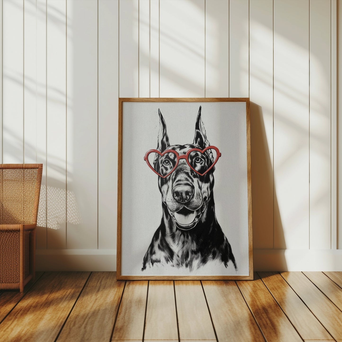 Premium Poster of Fun Loving Dog With Heart Shaped Glasses Posters