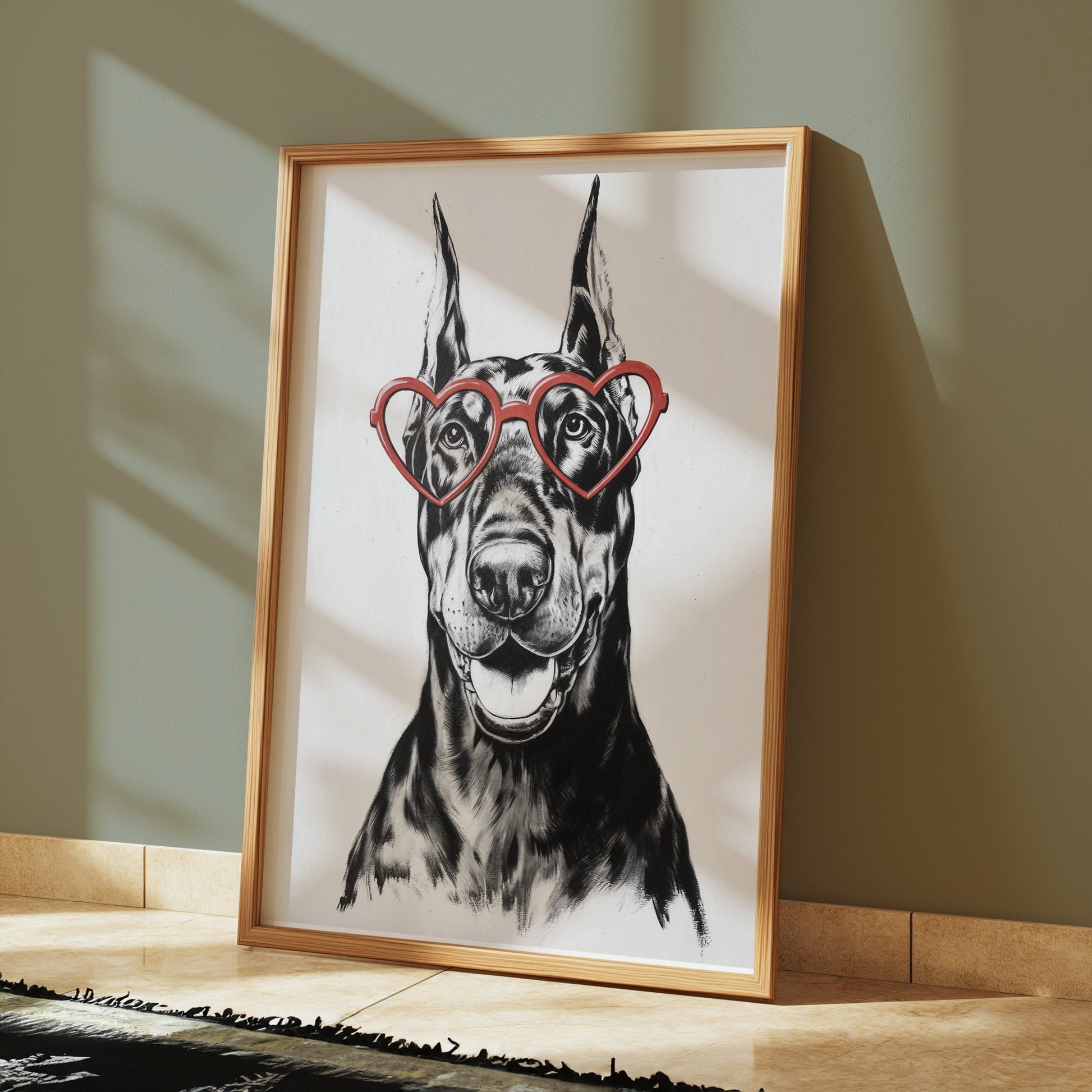 Premium Poster of Fun Loving Dog With Heart Shaped Glasses Posters