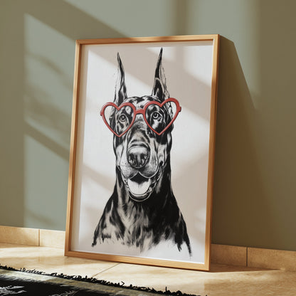 Premium Poster of Fun Loving Dog With Heart Shaped Glasses Posters