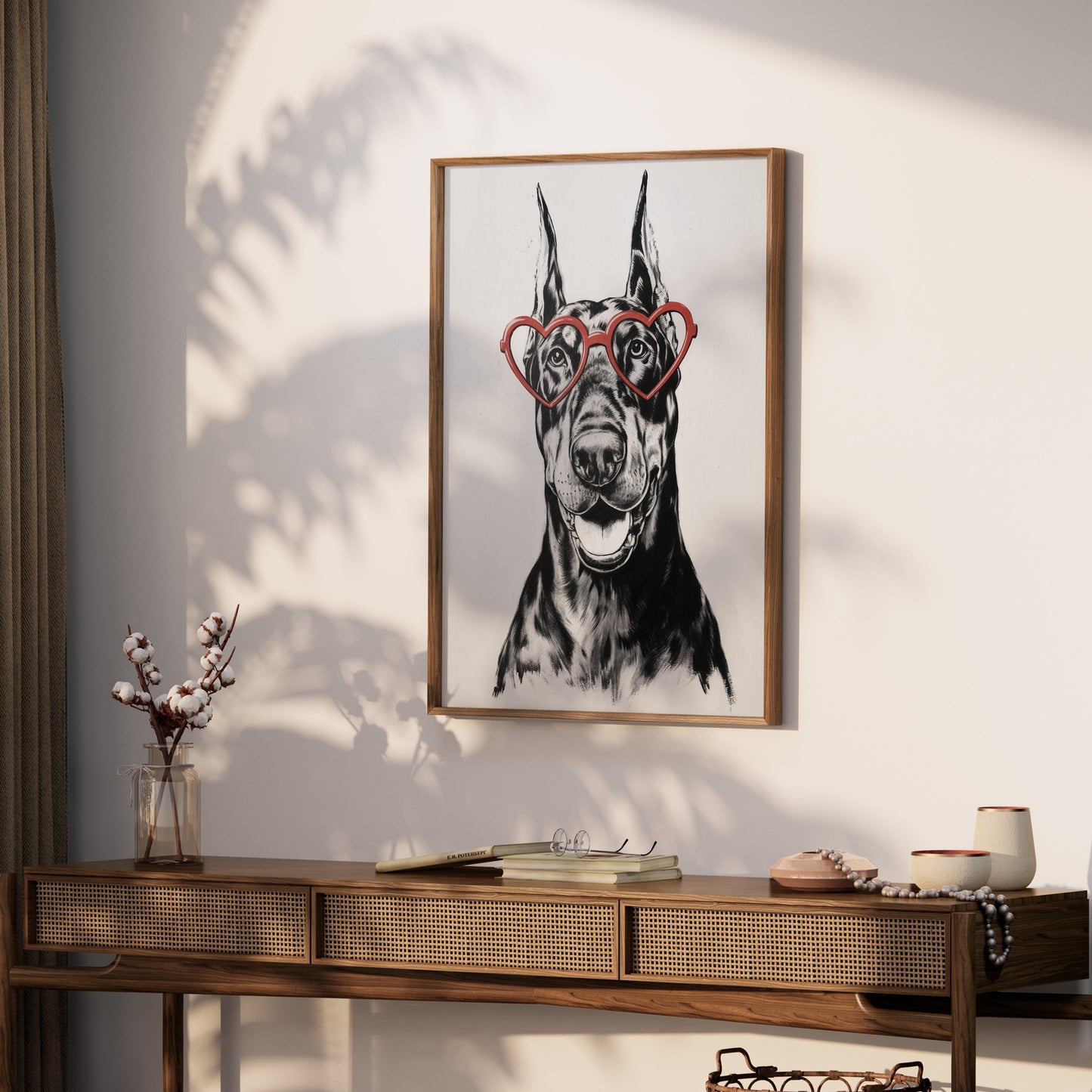 Premium Poster of Fun Loving Dog With Heart Shaped Glasses Posters