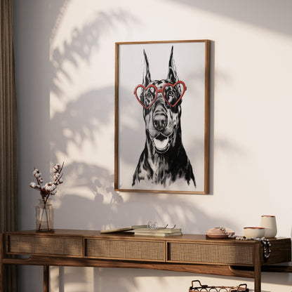 Premium Poster of Fun Loving Dog With Heart Shaped Glasses Posters