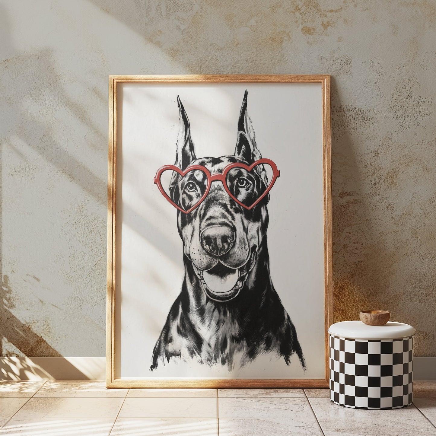 Premium Poster of Fun Loving Dog With Heart Shaped Glasses Posters