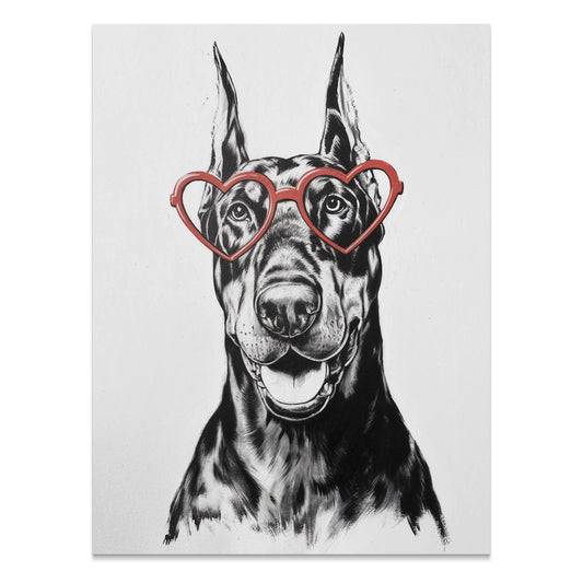 Premium Poster of Fun Loving Dog With Heart Shaped Glasses Posters
